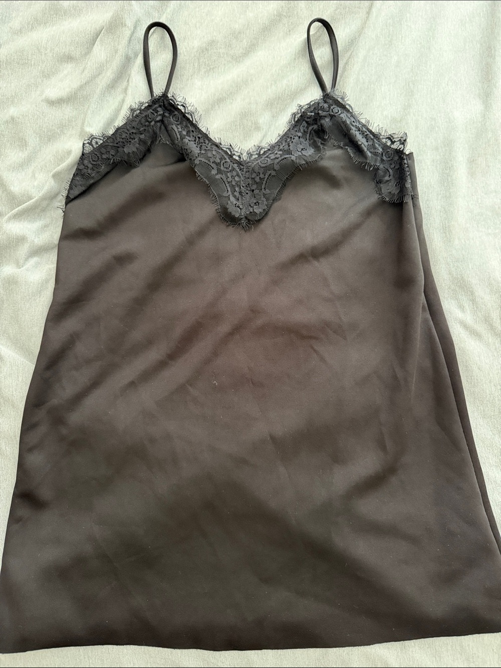 Macy's Black Lace-Trim Satin Chemise